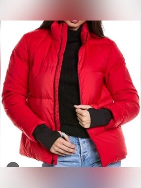 Theory Red Stand Puffer Jacket Coat NWT! Medium